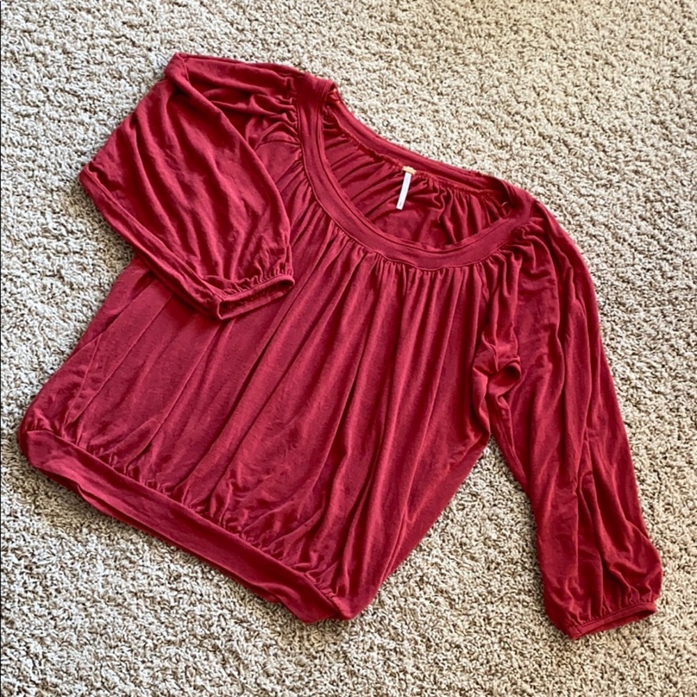 Peasant blouse with 3/4 sleeve